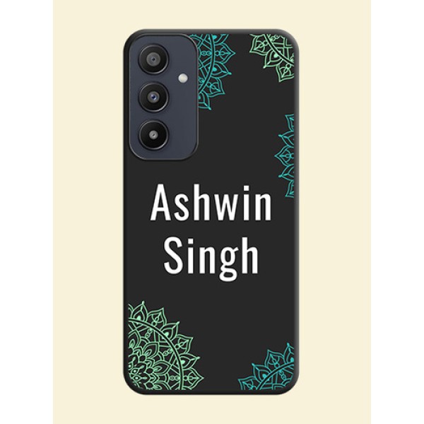 Your Name with Floral Design on Space Black Custom Soft Matte Back Cover - Galaxy A35 5G Your Name with Floral Design on Space Black Custom Soft Matte Back Cover - Galaxy A35 5G