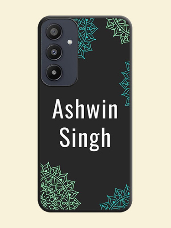 Your Name with Floral Design on Space Black Custom Soft Matte Back Cover - Galaxy A35 5G