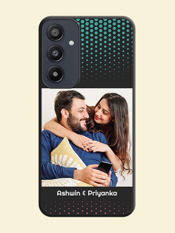 Faded Dots with Grunge Photo Frame and Text on Space Black Custom Soft Matte Phone Cases - Galaxy A35 5G