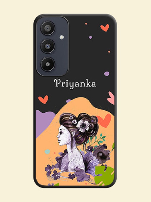Namecase For Her With Fancy Lady Image On Space Black Personalized Soft Matte Phone Covers - Galaxy A35 5G