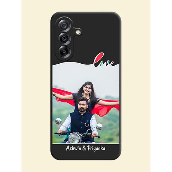 Fall in Love Pattern with Picture on Photo On Space Black Custom Soft Matte Mobile Back Cover - Samsung Galaxy A36 5G Fall in Love Pattern with Picture on Photo On Space Black Custom Soft Matte Mobile Back Cover - Samsung Galaxy A36 5G