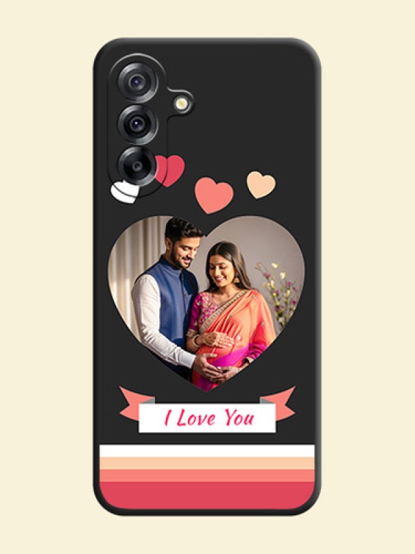 Love Shaped Photo with Colorful Stripes On Space Black Custom Soft Matte Mobile Back Cover - Samsung Galaxy A36 5G