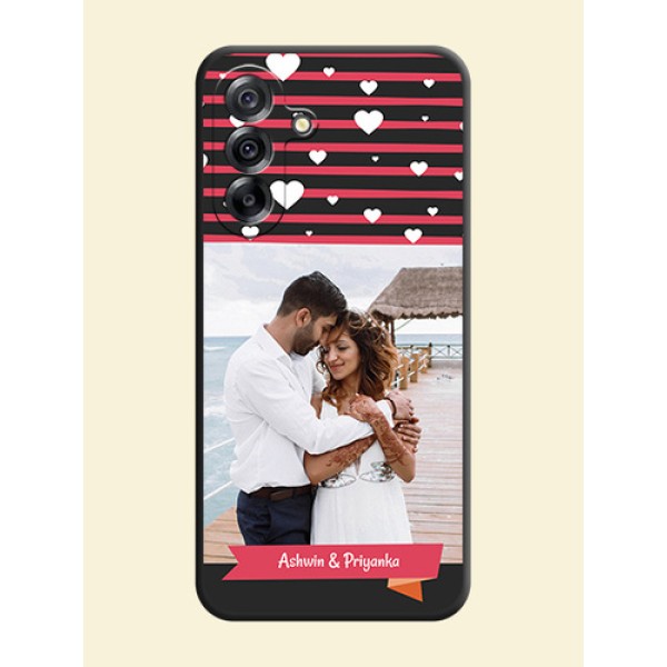 White Color Love Symbols with Pink Lines Pattern On Space Black Custom Soft Matte Mobile Back Cover - Samsung Galaxy A36 5G White Color Love Symbols with Pink Lines Pattern On Space Black Custom Soft Matte Mobile Back Cover - Samsung Galaxy A36 5G