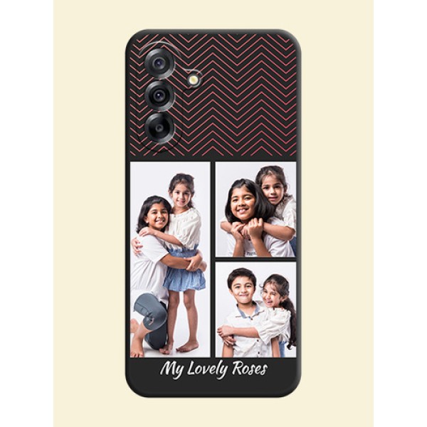 Wave Pattern with 3 Image Holder On Space Black Custom Soft Matte Mobile Back Cover - Samsung Galaxy A36 5G