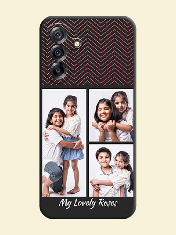Wave Pattern with 3 Image Holder On Space Black Custom Soft Matte Mobile Back Cover - Samsung Galaxy A36 5G
