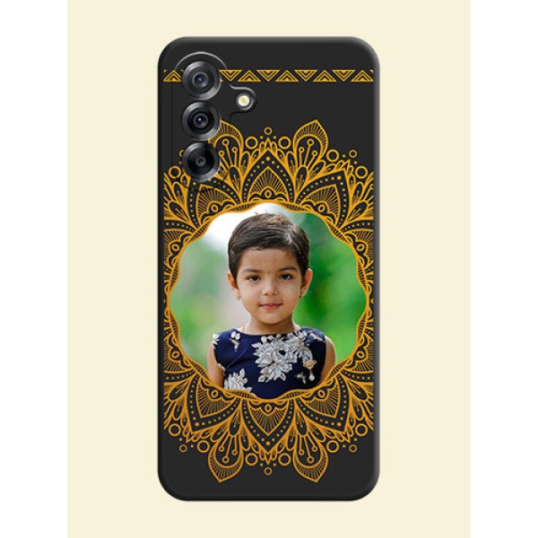 Round Image with Floral Design On Space Black Custom Soft Matte Mobile Back Cover - Samsung Galaxy A36 5G Round Image with Floral Design On Space Black Custom Soft Matte Mobile Back Cover - Samsung Galaxy A36 5G