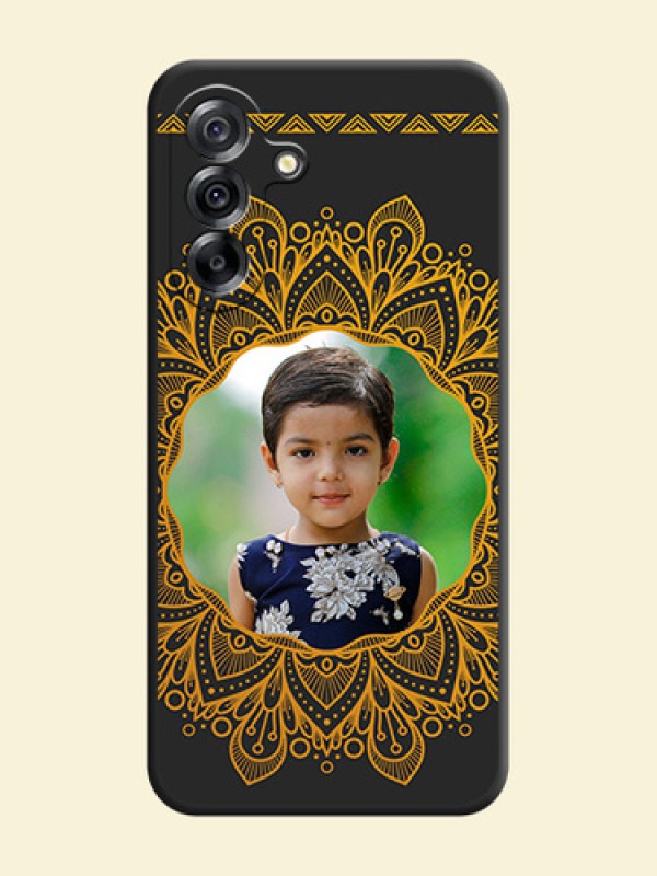 Round Image with Floral Design On Space Black Custom Soft Matte Mobile Back Cover - Samsung Galaxy A36 5G