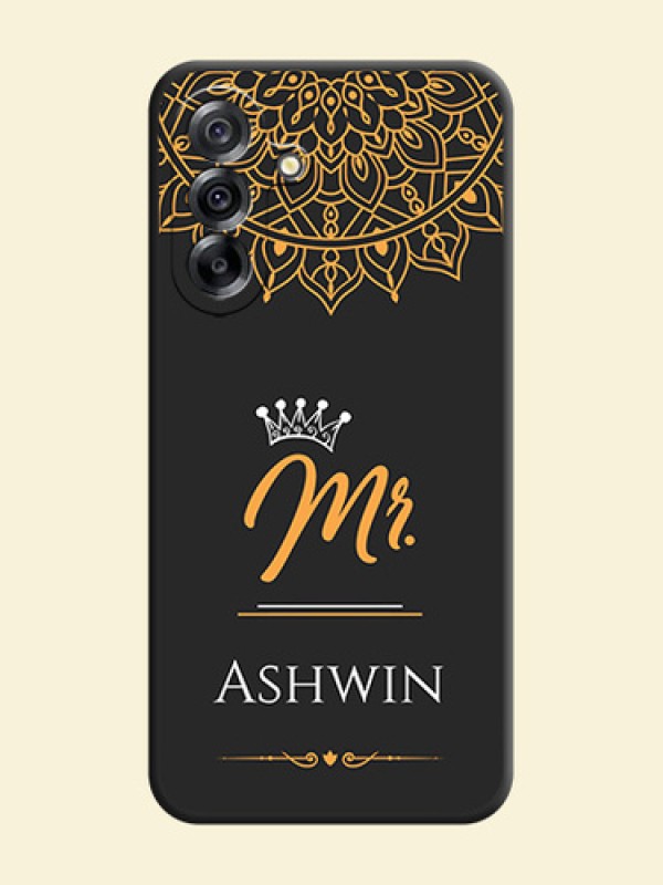 Mr Name with Floral Design On Space Black Custom Soft Matte Mobile Back Cover - Samsung Galaxy A36 5G
