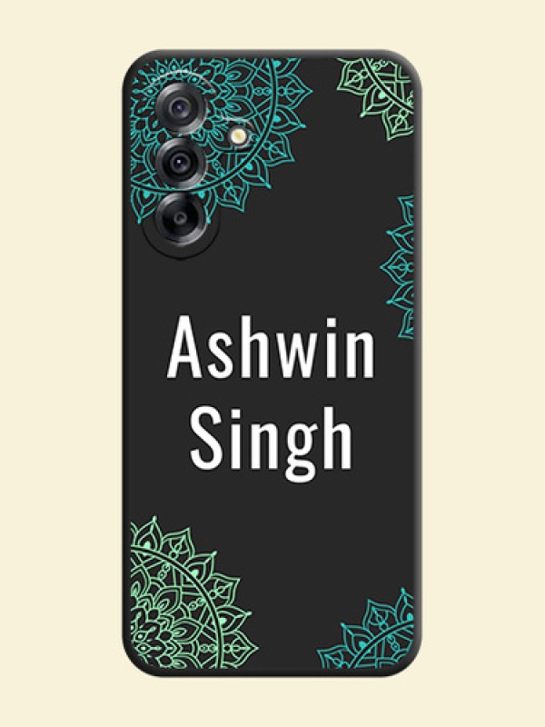Your Name with Floral Design On Space Black Custom Soft Matte Mobile Back Cover - Samsung Galaxy A36 5G