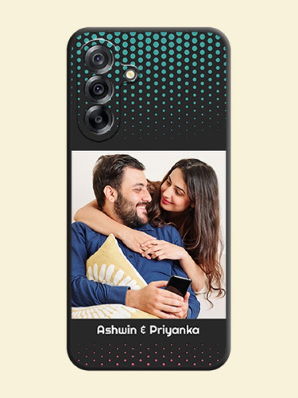 Faded Dots with Grunge Photo Frame and Text On Space Black Custom Soft Matte Mobile Back Cover - Samsung Galaxy A36 5G