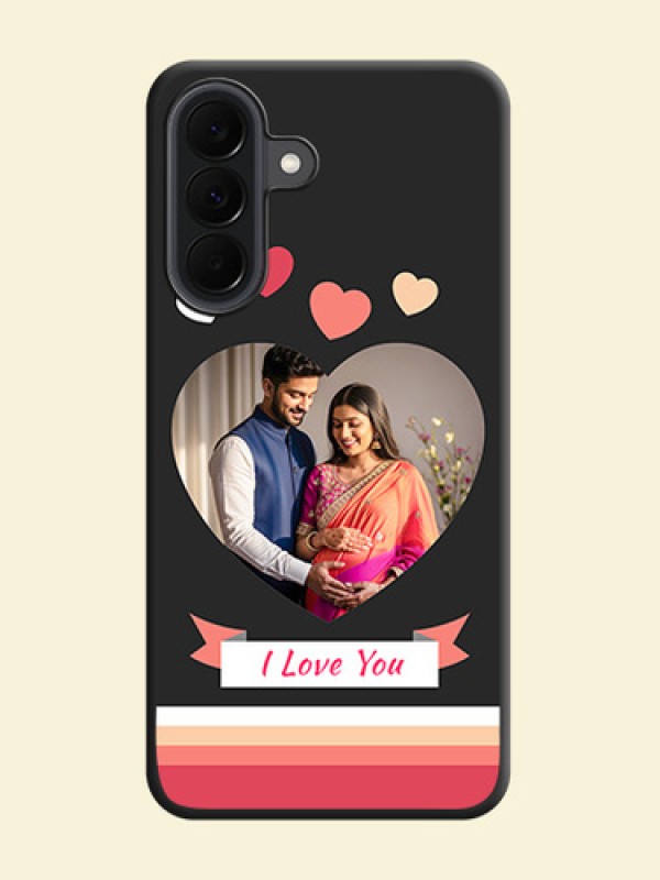 Love Shaped Photo with Colorful Stripes On Space Black Custom Soft Matte Mobile Back Cover - Samsung Galaxy A37 5G