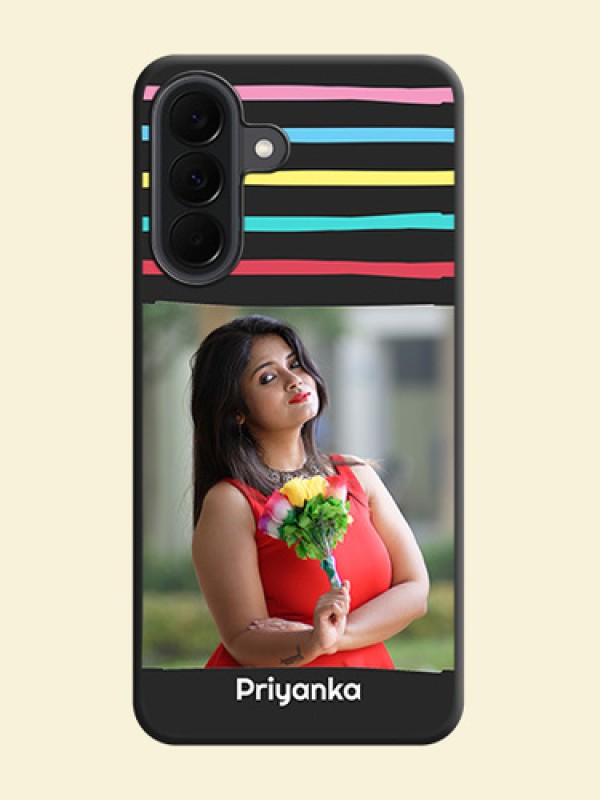 Multicolor Lines with Image On Space Black Custom Soft Matte Mobile Back Cover - Samsung Galaxy A37 5G