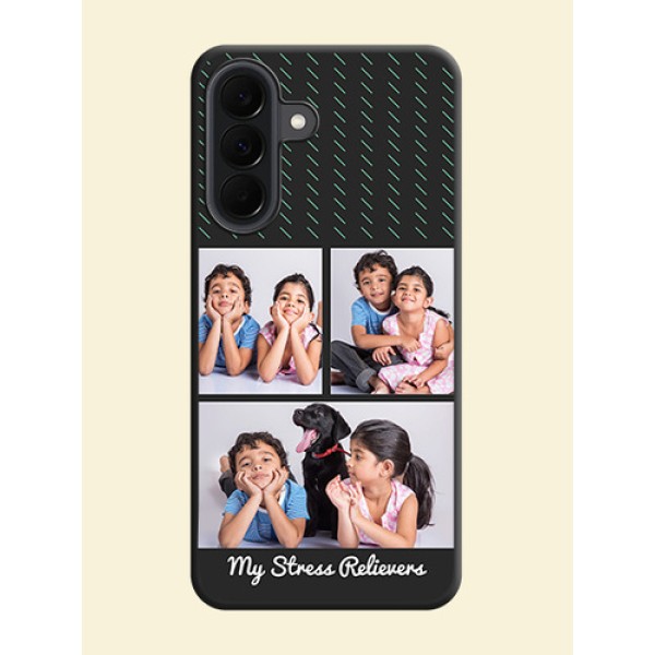 Cross Dotted Pattern with 2 Image Holder On Space Black Custom Soft Matte Mobile Back Cover - Samsung Galaxy A37 5G Cross Dotted Pattern with 2 Image Holder On Space Black Custom Soft Matte Mobile Back Cover - Samsung Galaxy A37 5G