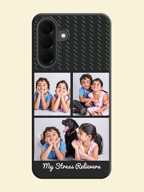Cross Dotted Pattern with 2 Image Holder On Space Black Custom Soft Matte Mobile Back Cover - Samsung Galaxy A37 5G