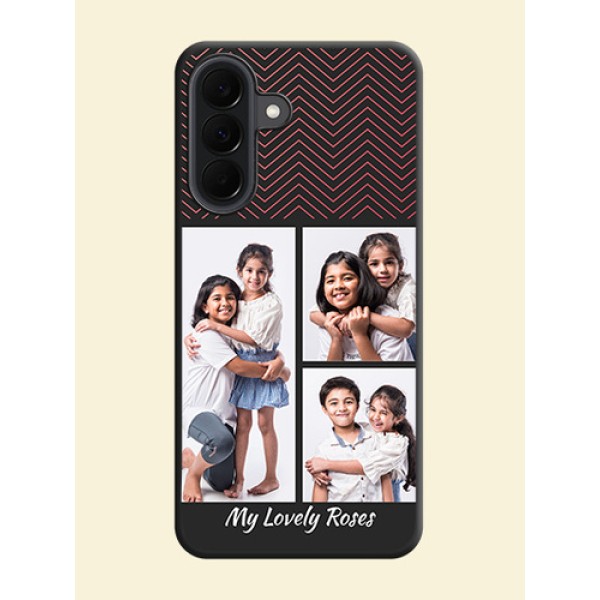 Wave Pattern with 3 Image Holder On Space Black Custom Soft Matte Mobile Back Cover - Samsung Galaxy A37 5G