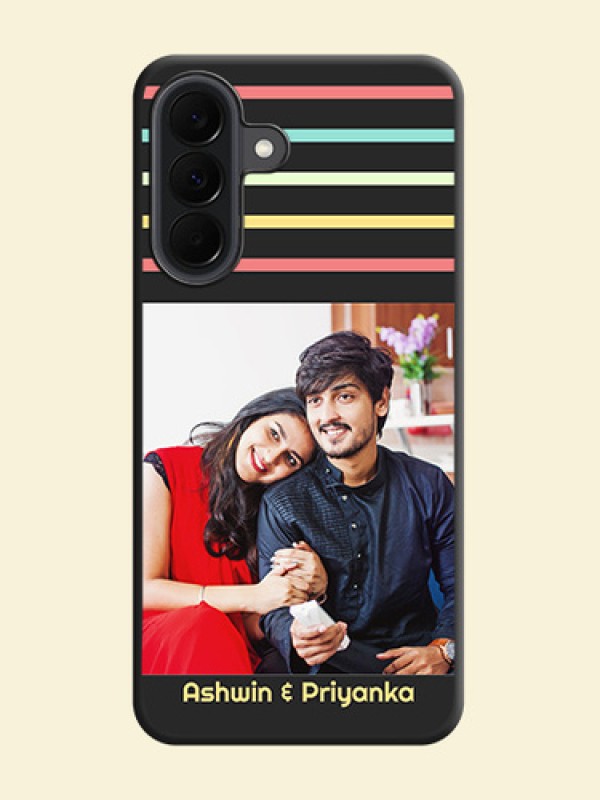 Color Stripes with Photo and Text on Photo On Space Black Custom Soft Matte Mobile Back Cover - Samsung Galaxy A37 5G