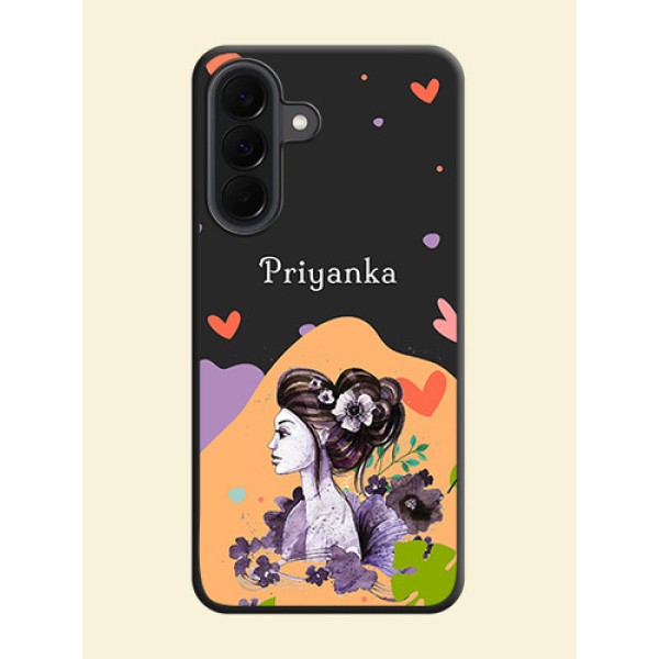 Namecase For Her With Fancy Lady Image On Space Black Custom Soft Matte Mobile Back Cover - Samsung Galaxy A37 5G Namecase For Her With Fancy Lady Image On Space Black Custom Soft Matte Mobile Back Cover - Samsung Galaxy A37 5G