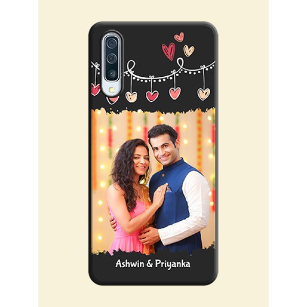 Pink Love Hangings with Name on Space Black Custom Soft Matte Phone Cases - Galaxy A50 Pink Love Hangings with Name on Space Black Custom Soft Matte Phone Cases - Galaxy A50