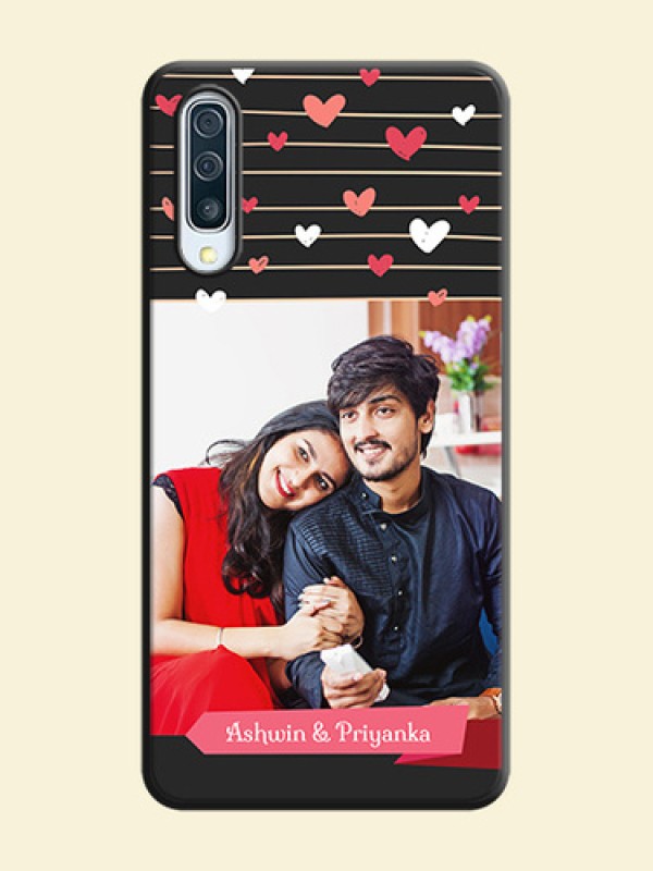 Love Pattern with Name on Pink Ribbon  - Photo on Space Black Soft Matte Back Cover - Galaxy A50