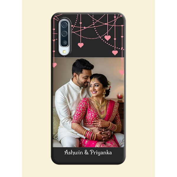 Pink Love Hangings with Text on Space Black Custom Soft Matte Back Cover - Galaxy A50 Pink Love Hangings with Text on Space Black Custom Soft Matte Back Cover - Galaxy A50