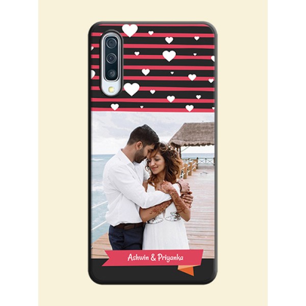 White Color Love Symbols with Pink Lines Pattern on Space Black Custom Soft Matte Phone Cases - Galaxy A50 White Color Love Symbols with Pink Lines Pattern on Space Black Custom Soft Matte Phone Cases - Galaxy A50