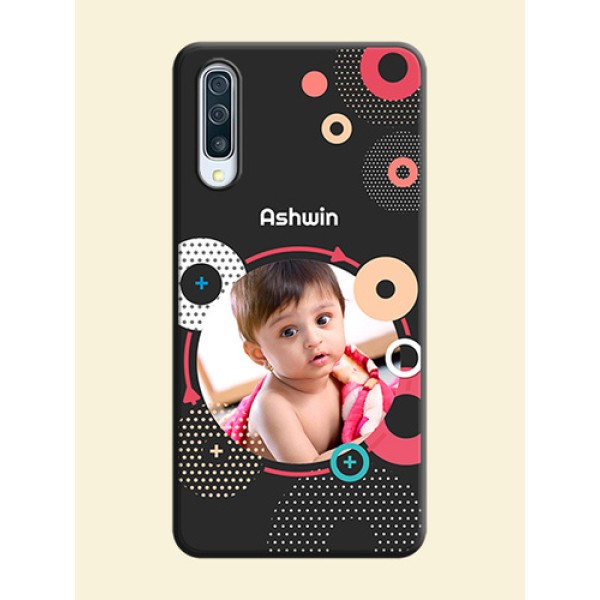 Multicoloured Round Image on Personalised Space Black Soft Matte Cases - Galaxy A50 Multicoloured Round Image on Personalised Space Black Soft Matte Cases - Galaxy A50