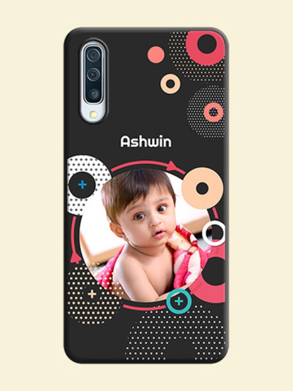 Multicoloured Round Image on Personalised Space Black Soft Matte Cases - Galaxy A50