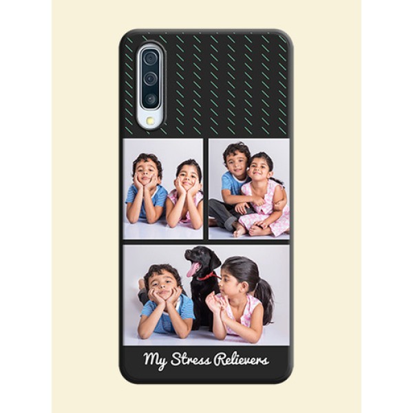 Cross Dotted Pattern with 2 Image Holder on Personalised Space Black Soft Matte Cases - Galaxy A50 Cross Dotted Pattern with 2 Image Holder on Personalised Space Black Soft Matte Cases - Galaxy A50
