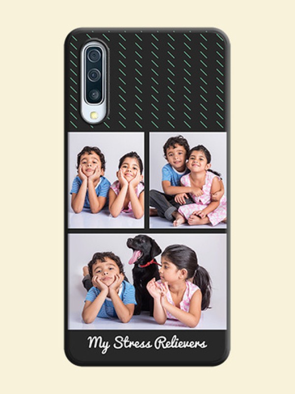 Cross Dotted Pattern with 2 Image Holder  on Personalised Space Black Soft Matte Cases - Galaxy A50