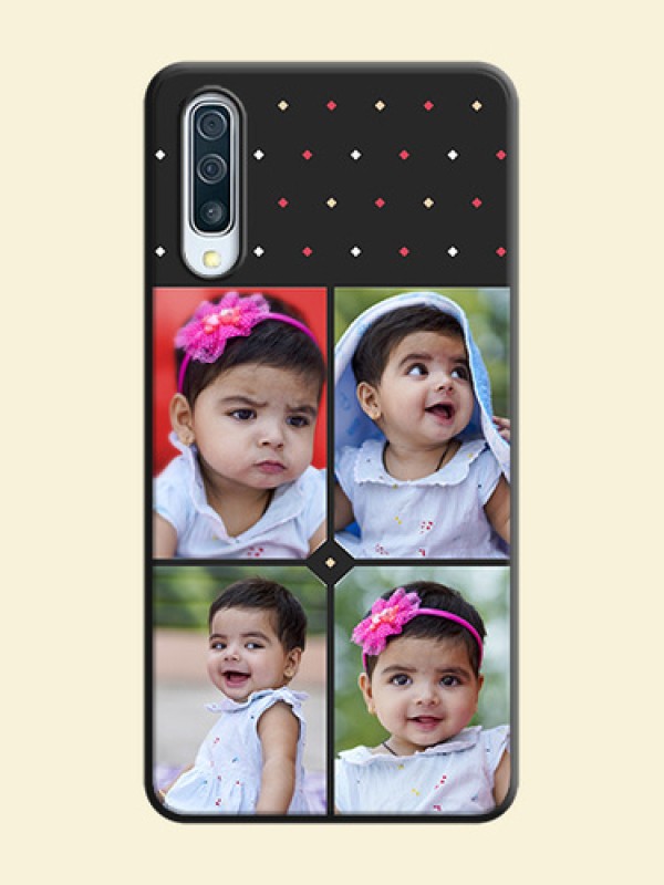 Multicolor Dotted Pattern with 4 Image Holder on Space Black Custom Soft Matte Phone Cases - Galaxy A50