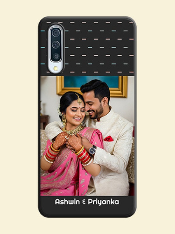 Line Pattern Design with Text on Space Black Custom Soft Matte Phone Back Cover - Galaxy A50