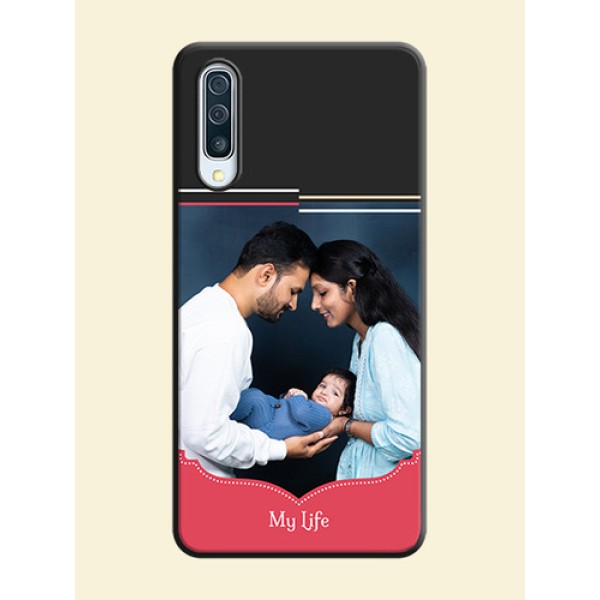 Classic Plain Design with Name - Photo on Space Black Soft Matte Phone Cover - Galaxy A50