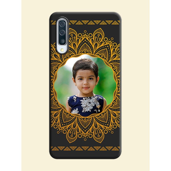 Round Image with Floral Design - Photo on Space Black Soft Matte Mobile Cover - Galaxy A50 Round Image with Floral Design - Photo on Space Black Soft Matte Mobile Cover - Galaxy A50