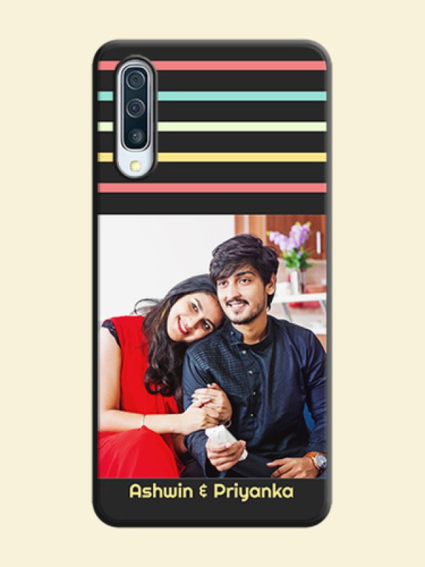 Color Stripes with Photo and Text - Photo on Space Black Soft Matte Mobile Case - Galaxy A50