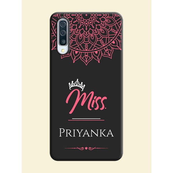 Mrs Name with Floral Design on Space Black Personalized Soft Matte Phone Covers - Galaxy A50 Mrs Name with Floral Design on Space Black Personalized Soft Matte Phone Covers - Galaxy A50