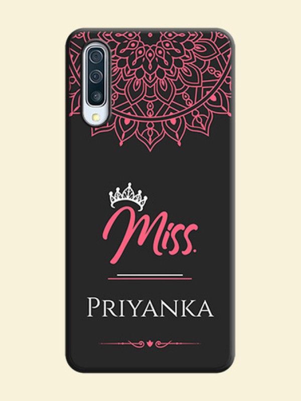 Mrs Name with Floral Design on Space Black Personalized Soft Matte Phone Covers - Galaxy A50