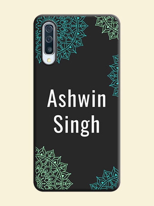 Your Name with Floral Design on Space Black Custom Soft Matte Back Cover - Galaxy A50