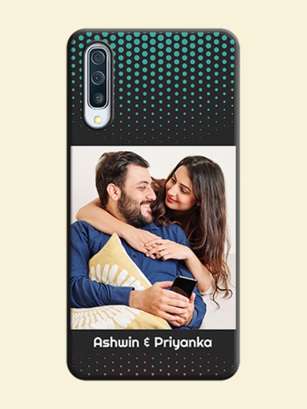 Faded Dots with Grunge Photo Frame and Text on Space Black Custom Soft Matte Phone Cases - Galaxy A50