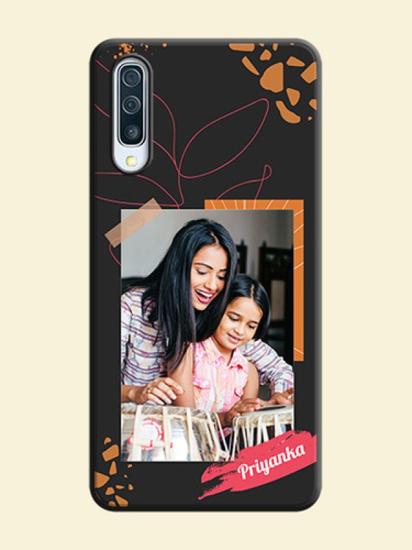 Orange Photo Frame on Space Black Custom Soft Matte Phone Back Cover - Galaxy A50