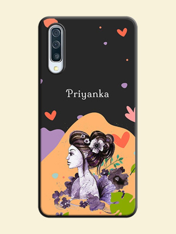 Namecase For Her With Fancy Lady Image On Space Black Personalized Soft Matte Phone Covers -Samsung Galaxy A50