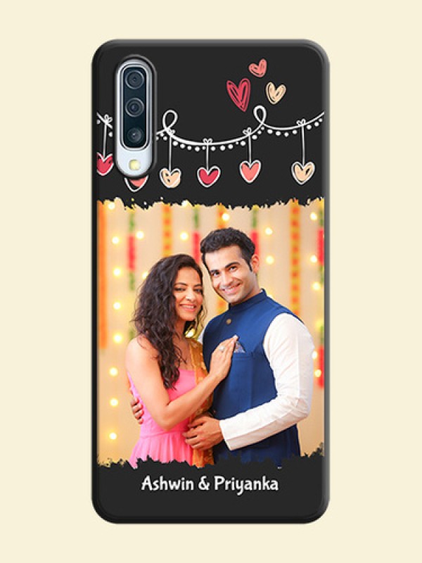 Pink Love Hangings with Name on Space Black Custom Soft Matte Phone Cases - Galaxy A50S