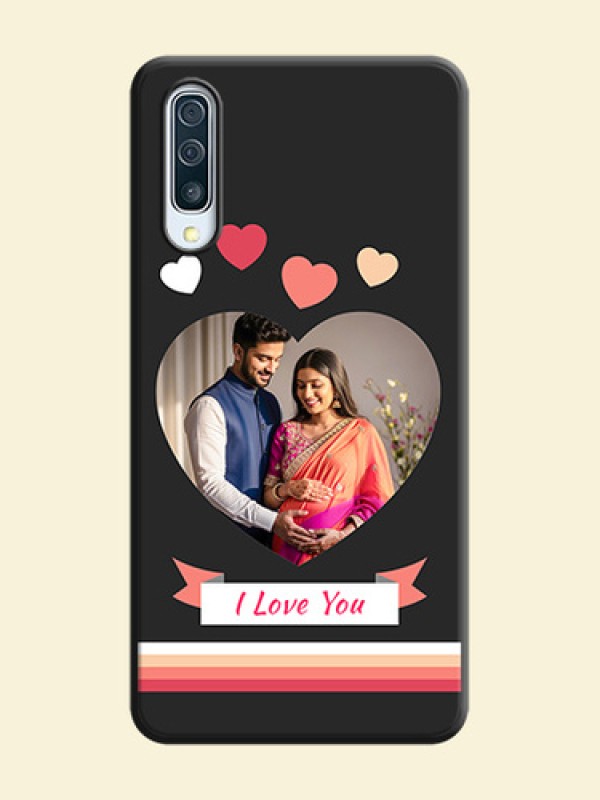 Love Shaped Photo with Colorful Stripes on Personalised Space Black Soft Matte Cases - Galaxy A50S