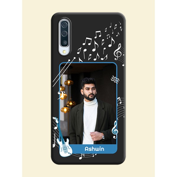 Musical Theme Design with Text - Photo on Space Black Soft Matte Mobile Case - Galaxy A50S