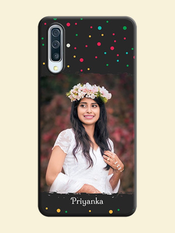 Multicolor Dotted Pattern with Text on Space Black Custom Soft Matte Phone Back Cover - Galaxy A50S