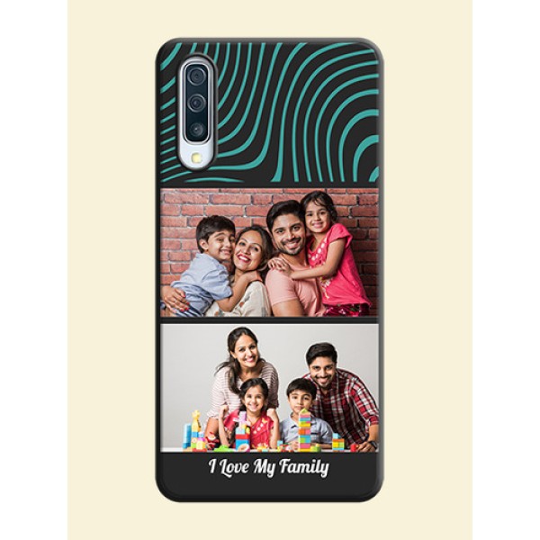Wave Pattern with 2 Image Holder on Space Black Personalized Soft Matte Phone Covers - Galaxy A50S Wave Pattern with 2 Image Holder on Space Black Personalized Soft Matte Phone Covers - Galaxy A50S