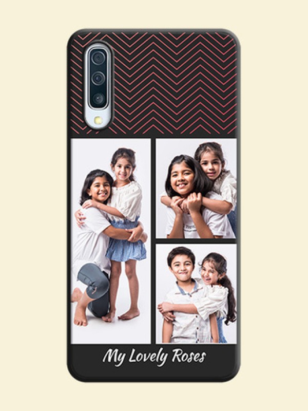 Wave Pattern with 3 Image Holder on Space Black Custom Soft Matte Back Cover - Galaxy A50S