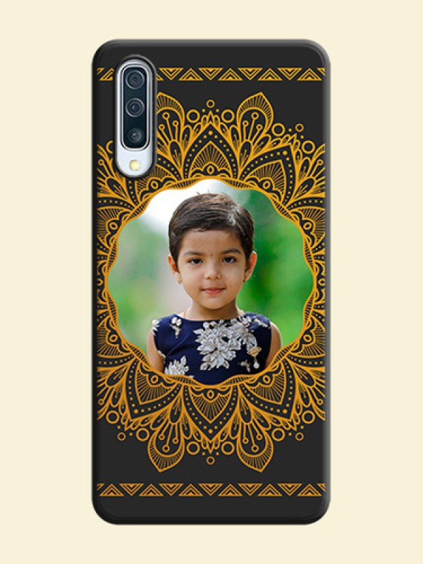 Round Image with Floral Design - Photo on Space Black Soft Matte Mobile Cover - Galaxy A50S