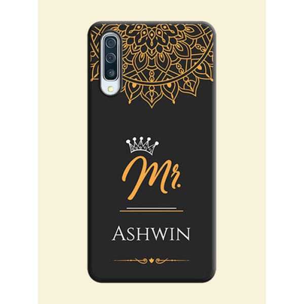 Mr Name with Floral Design on Personalised Space Black Soft Matte Cases - Galaxy A50S Mr Name with Floral Design on Personalised Space Black Soft Matte Cases - Galaxy A50S