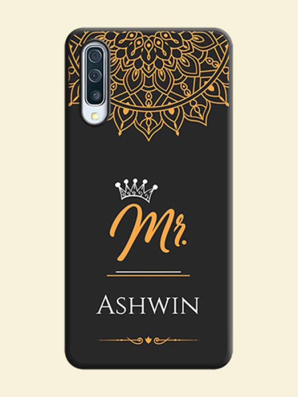 Mr Name with Floral Design  on Personalised Space Black Soft Matte Cases - Galaxy A50S