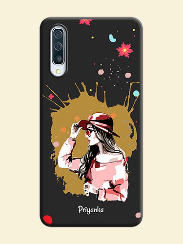 Mordern Lady With Color Splash Background With Custom Text On Space Black Personalized Soft Matte Phone Covers -Samsung Galaxy A50S